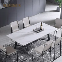 home furniture decorative modern designs new minimalist white rock plate dining table 1 3m dining table set 6 chairs family used