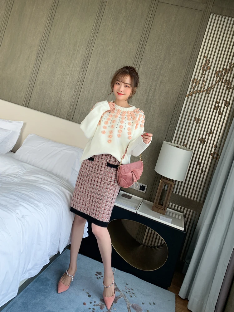 Женский длинный вязаный свитер теплый Свободный пуловер в Корейском стиле с