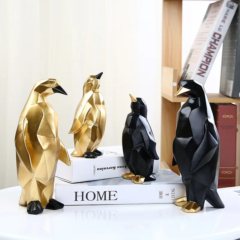 

Nordic Geometric Size Penguin Resin Decoration Creative Home Office Desk Crafts