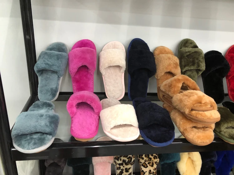 Новинка весна домашние меховые тапочки карамельных цветов зимние шерстяные из