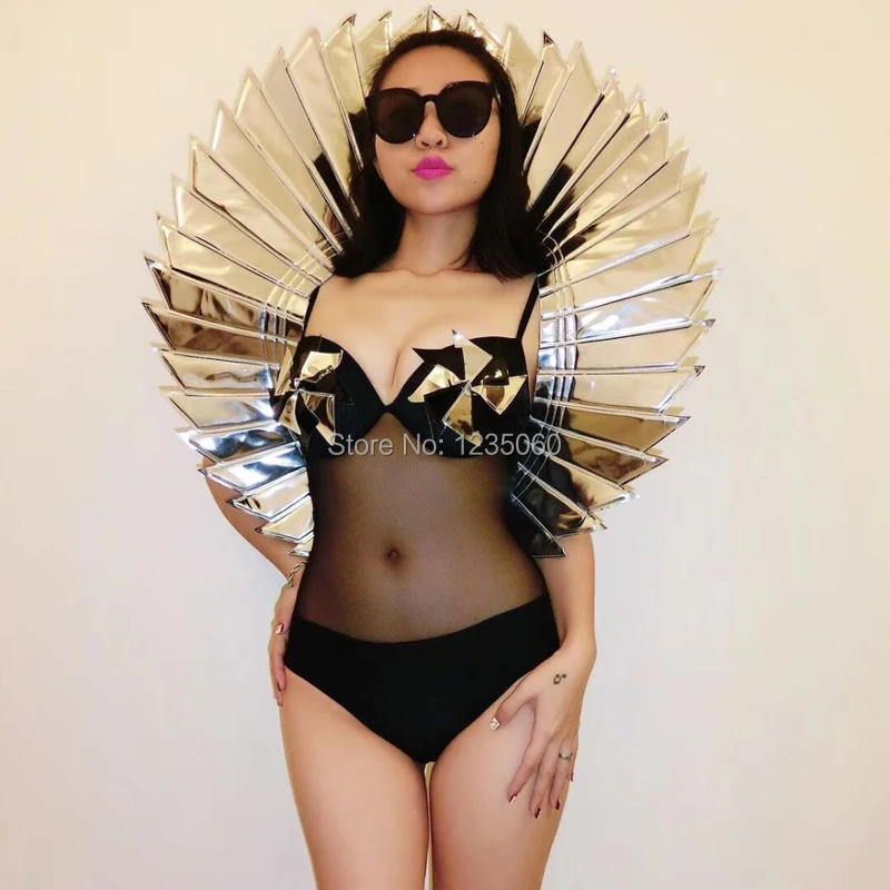 Черные серебристые красные крылья аксессуары для ночного клуба Женский певец