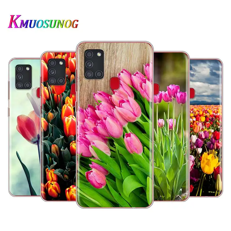 Милый чехол для телефона с цветком тюльпана Samsung Note 20 S20 FE Lite Ultra Plus A91 A71 A51 A41 A31 A21 A21S