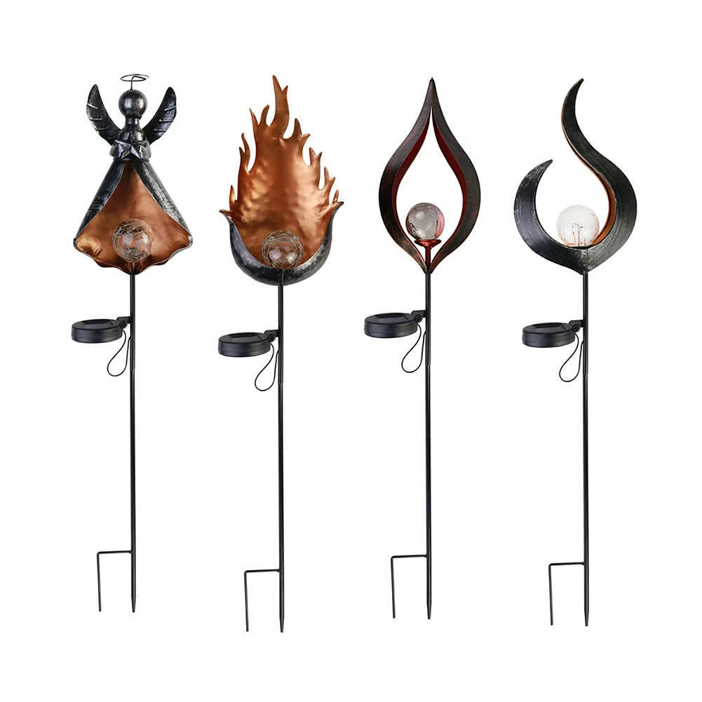 

Outdoor Landscape Lighting Garden Decor LED Light Energy Rechargeable Solar Ground Plug Wrought Iron Floor Lamp