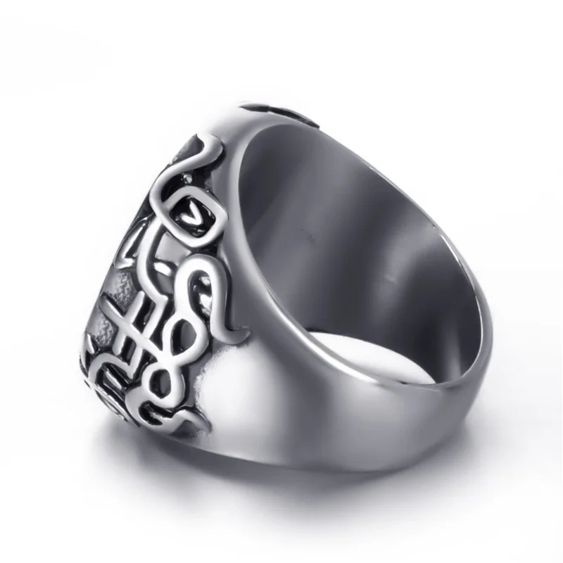 Мужское кольцо с пятиконечной звездой символом сатаны козы серы Левиафана