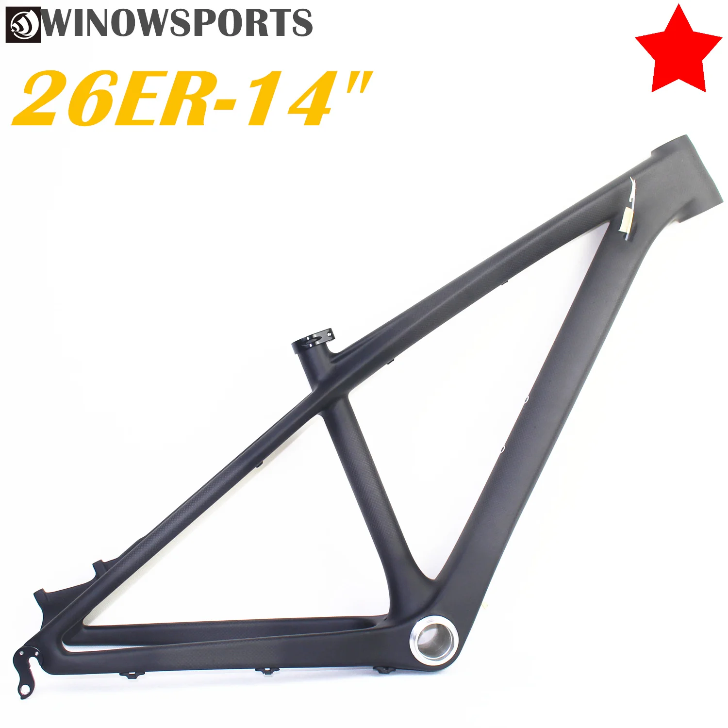 Winowsports telaio in carbonio mountain bike 26er 14 pollici mtb hardtail  per XC bambini bambini bici 3k tessuto BB92 telaio mountain