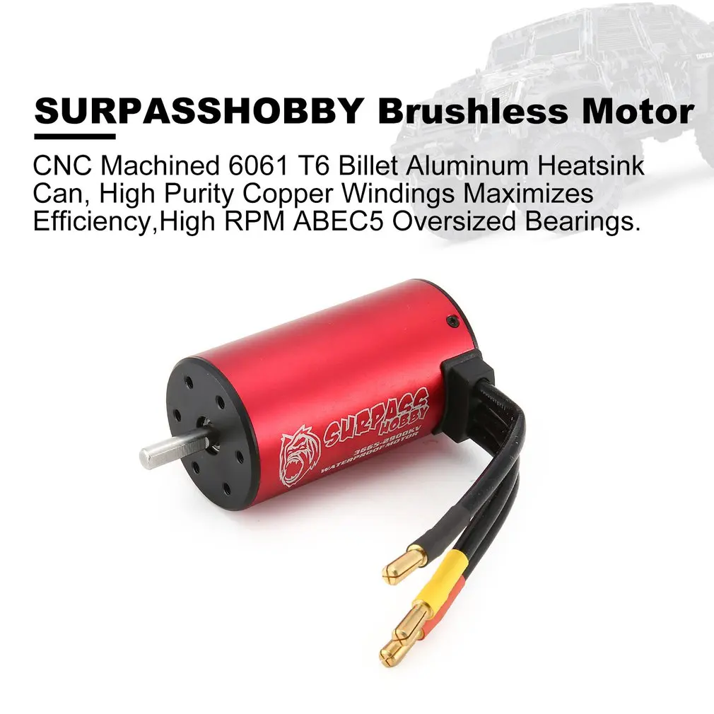 SURPASSHOBBY KK 3665 2900KV бесщеточный двигатель с 80A водонепроницаемый ESC для 2S 3S 1:10