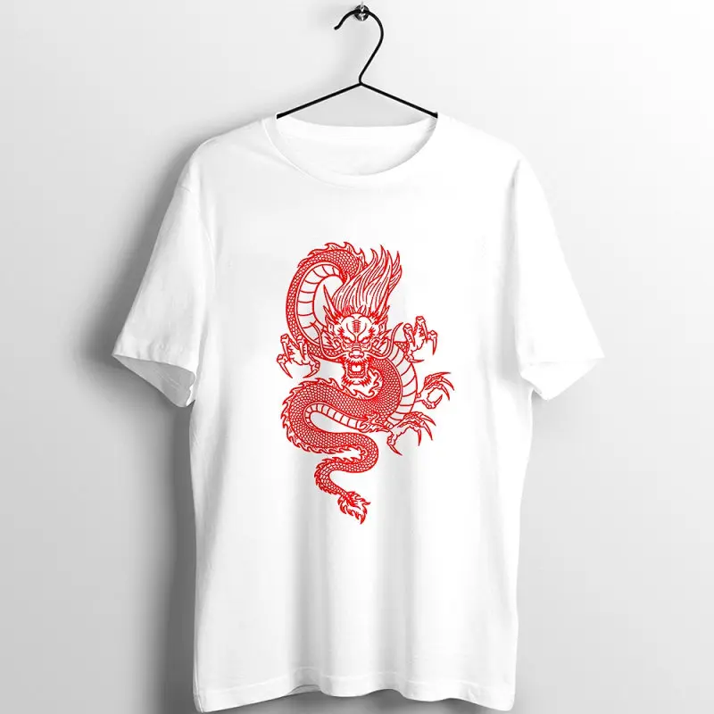Футболка женская с принтом китайского дракона уличная одежда топ графическим в