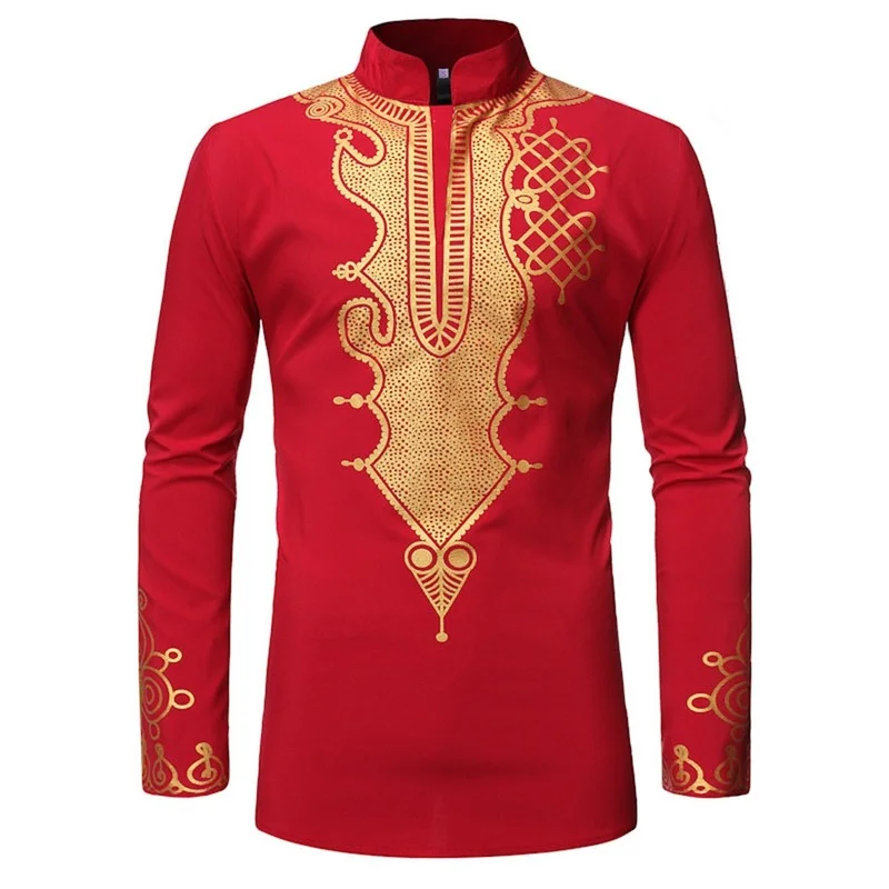 Africa Style Men's Shirt Young Fashion Male Clothing Long Sleeve Shirts Men Fall Dashiki Traditional Man Tops Muslim Vintage