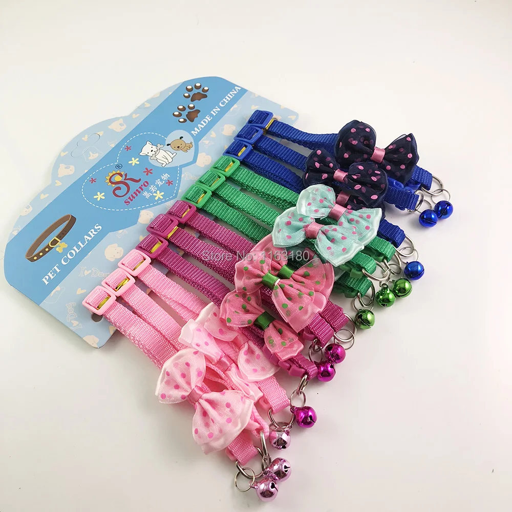 Ошейник 24 шт./лот для маленьких собак кошек щенков нейлоновый бант ошейник с
