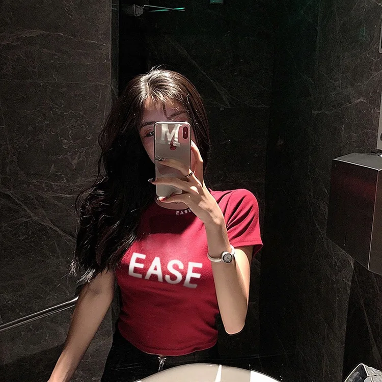 

J1571-2020 summer new t-shirt short-sleeved female foreign short-sleeved tide all-match blouse