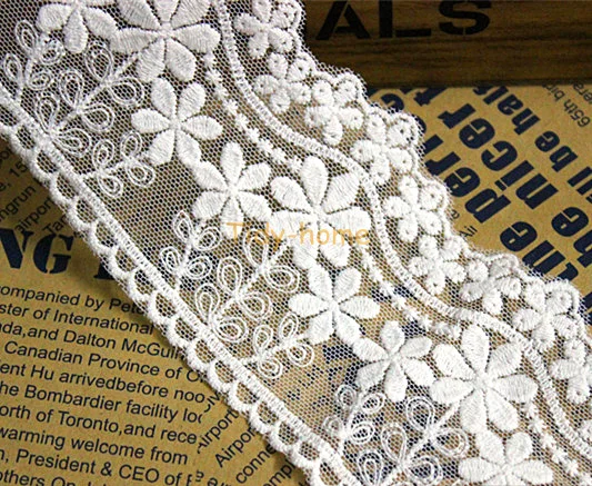 1 ярд 7 см Цветочная белая вышивка хлопок кружевная отделка Ткань Мягкое милое
