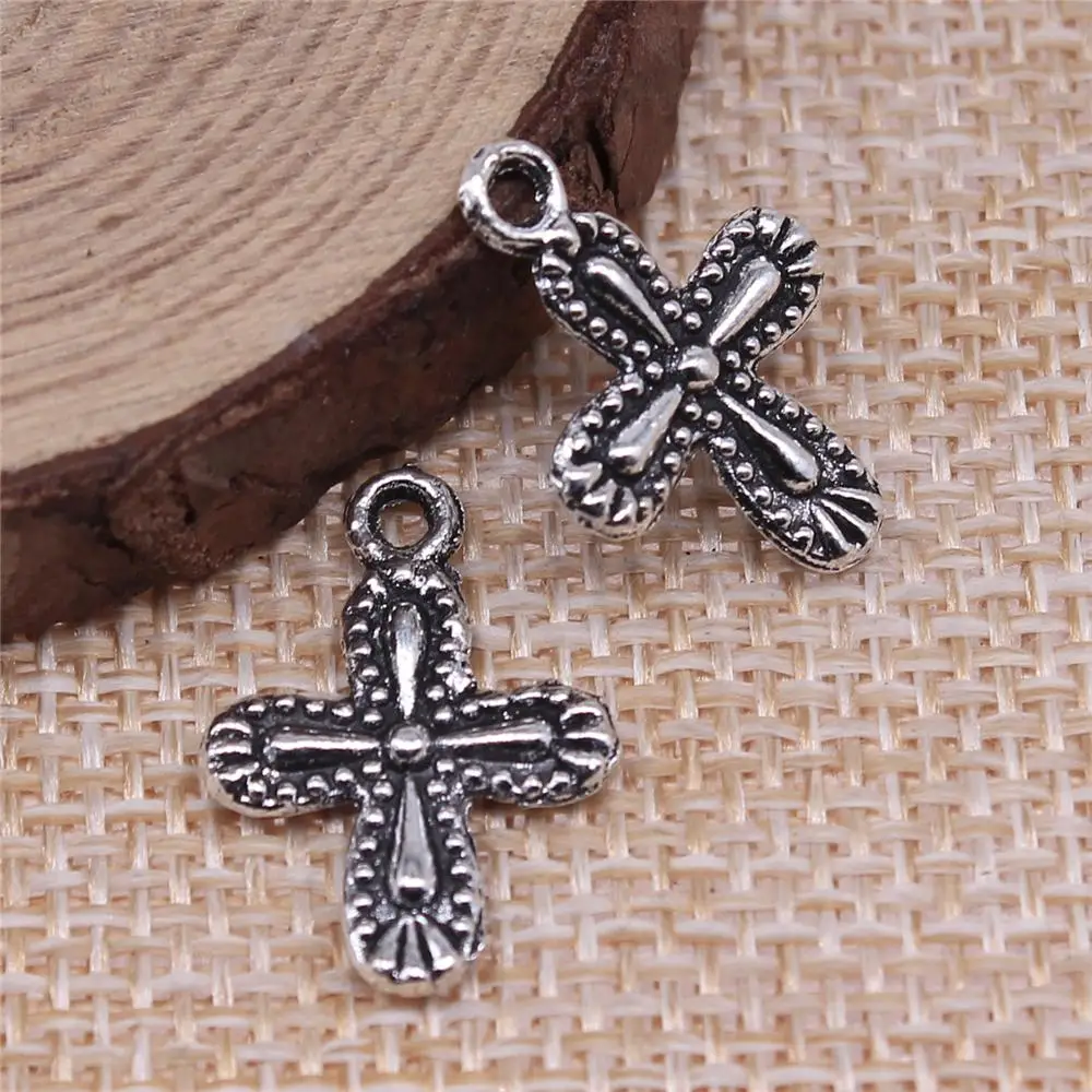 

Earring Charms For Jewelry Making 40pcs Cross Charms 14x20mm Antique Silver Plated