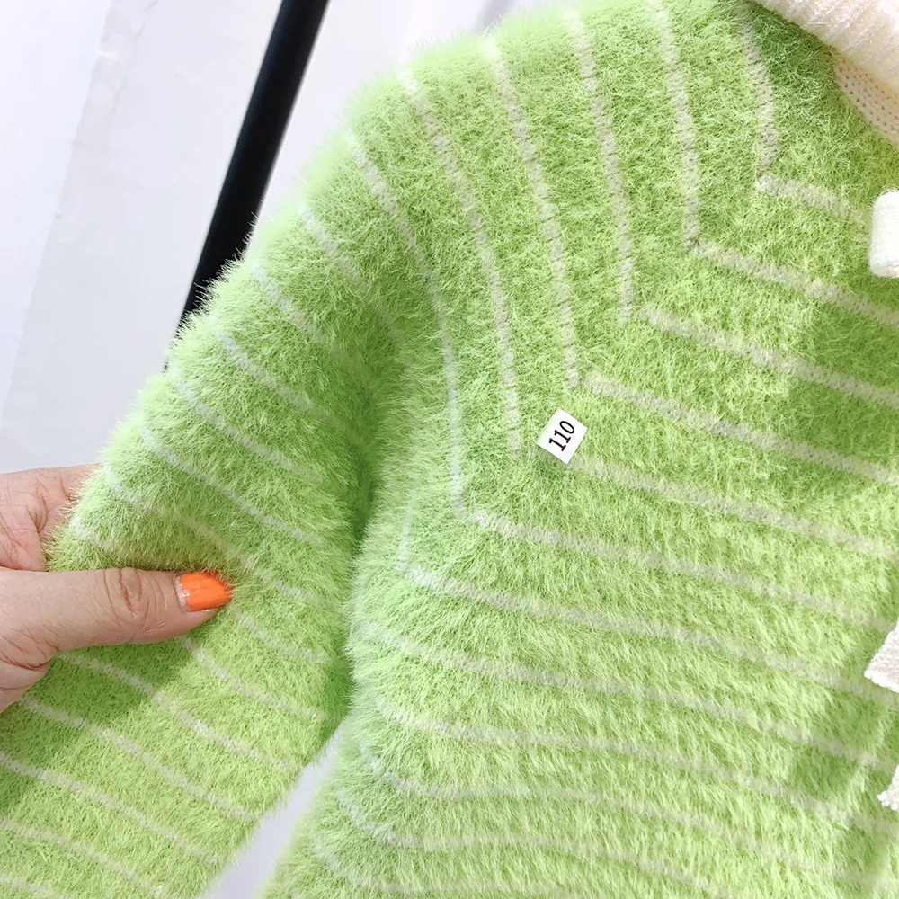Children's boys and girls hooded hooded striped sweater