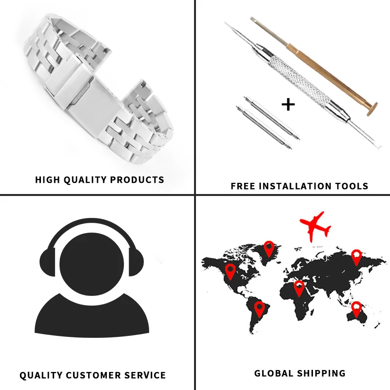 Ремешок для часов Breitling из нержавеющей стали с пряжкой