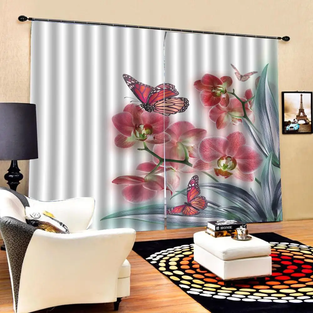

Модные затемняющие шторы с цветами, Роскошные 3D гардины для окон, комплект для спальни, гостиной, офиса, отеля, дома, декоративная драпировка