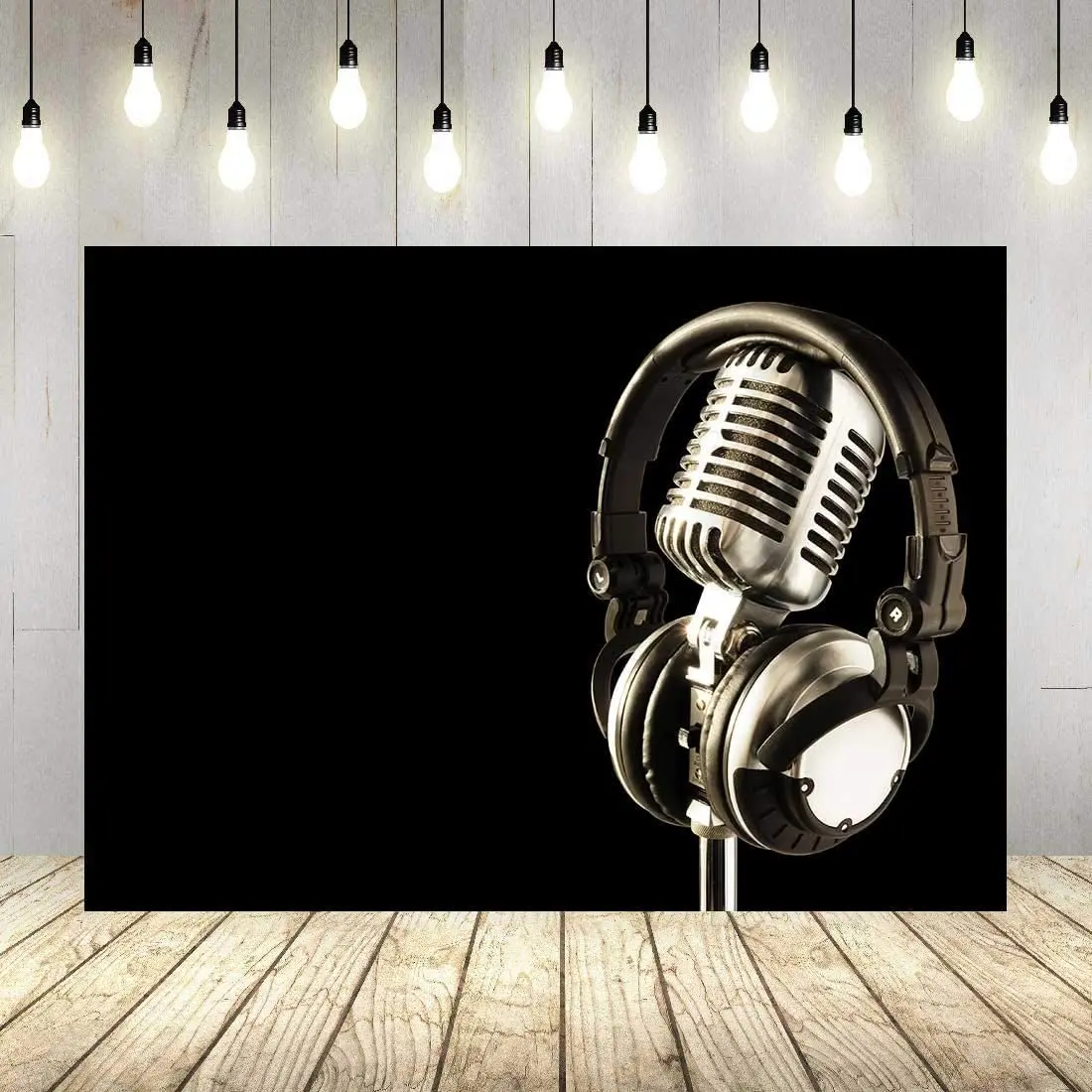 

Фон для студийной фотосъемки с изображением наушников музыки концерта