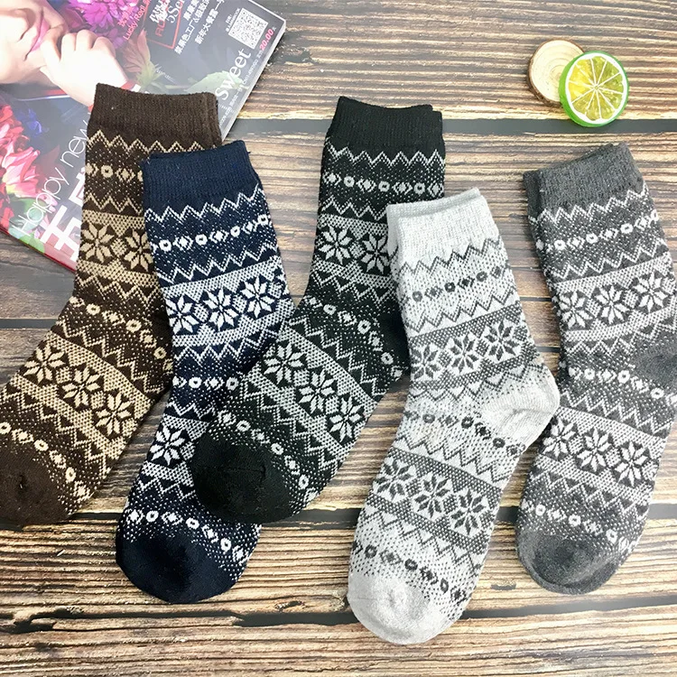 5 Pairs/Lot Men Wool Cotton Socks Middle Tube Breathable Autumn And Winter Socks High Quality Factory Wholesale