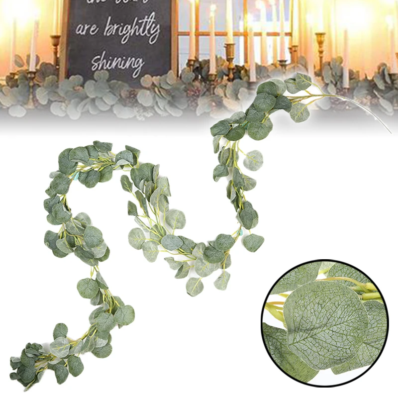 

Artificial Eucalyptus Leaves Leaf Garland Vine Artificial Plants Hanging DIY Wreath For Home Wedding Decoration 2M