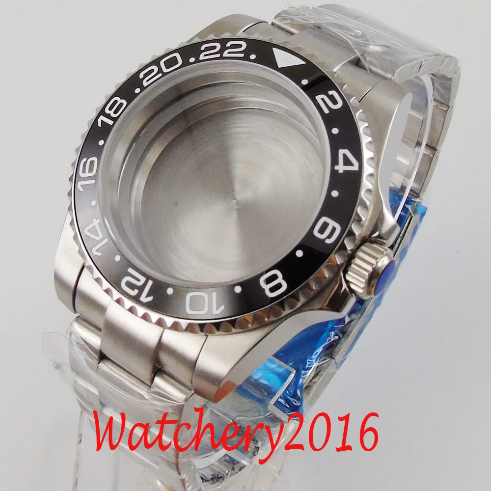 40MM Accessories Parts Sapphire Glass Brushed Ceramic Bezel Watch Case Fit NH35 NH36 Movement