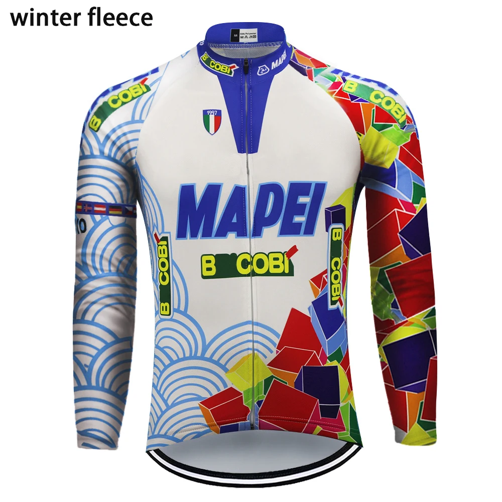 long sleeve Mapei велокофты Зимние флисовые и без флиса мужские с длинным рукавом Теплые Одежда для велоспорта Майо ciclismo mtb - Цвет: long sleeve
