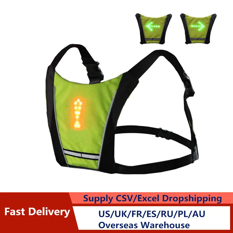 

New LED Wireless cycling vest 20L MTB bike bag Safety LED Turn Signal Light Vest Bicycle Reflective Warning Vests with remo