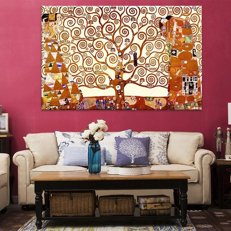 Картина маслом на холсте "Древо жизни" Густава Климта в постерах и печатях Cuadros для декора стен в гостиной.