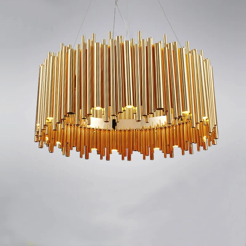 

brubeck chandelier D100CM round shape glossy gold color Suspension Luminaire lamp lighting Modern Italy design