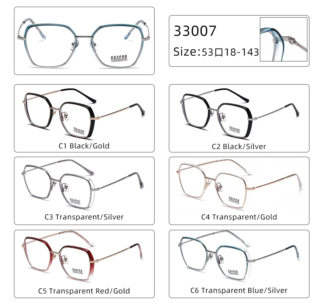 

2021 Office Blue Light Blocking Glasses Anti Eye Fatigue Eyeglasses Clear PC Lens Inner Bound Edges Computer Eyewear