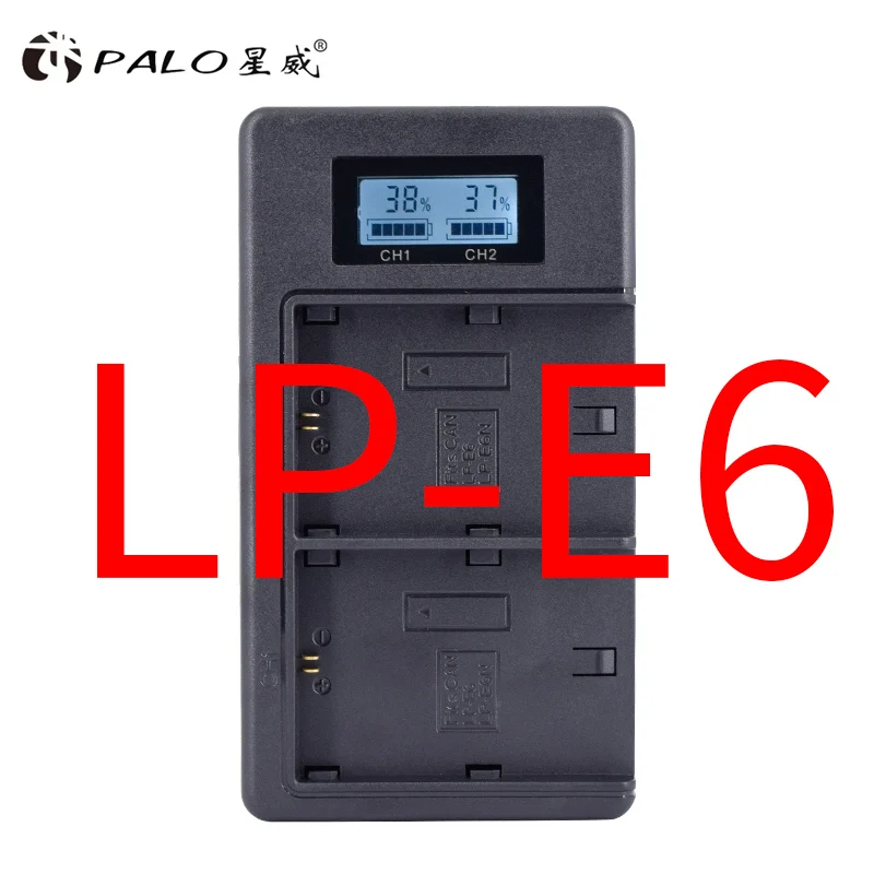 LP-E6 PALO цифровой Зарядное устройство LP-E6 LP-E8 LP-E17 NP-FW50 EN-EL15 EL15 ЖК-дисплей дисплей поставляется с USB Камера батарея двойной слот Зарядное устройство - Цвет: LP-E6