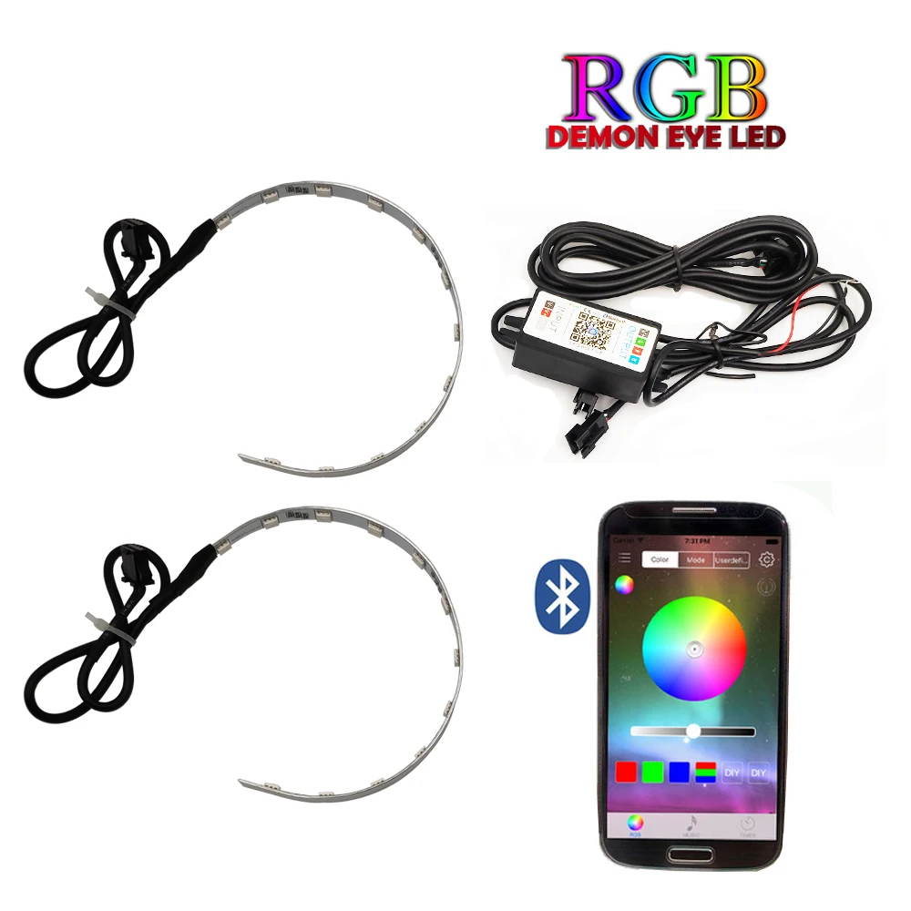 Автомобильный RGB проектор для фар светодиодный светильник Devil Eye Demon автомобиля с