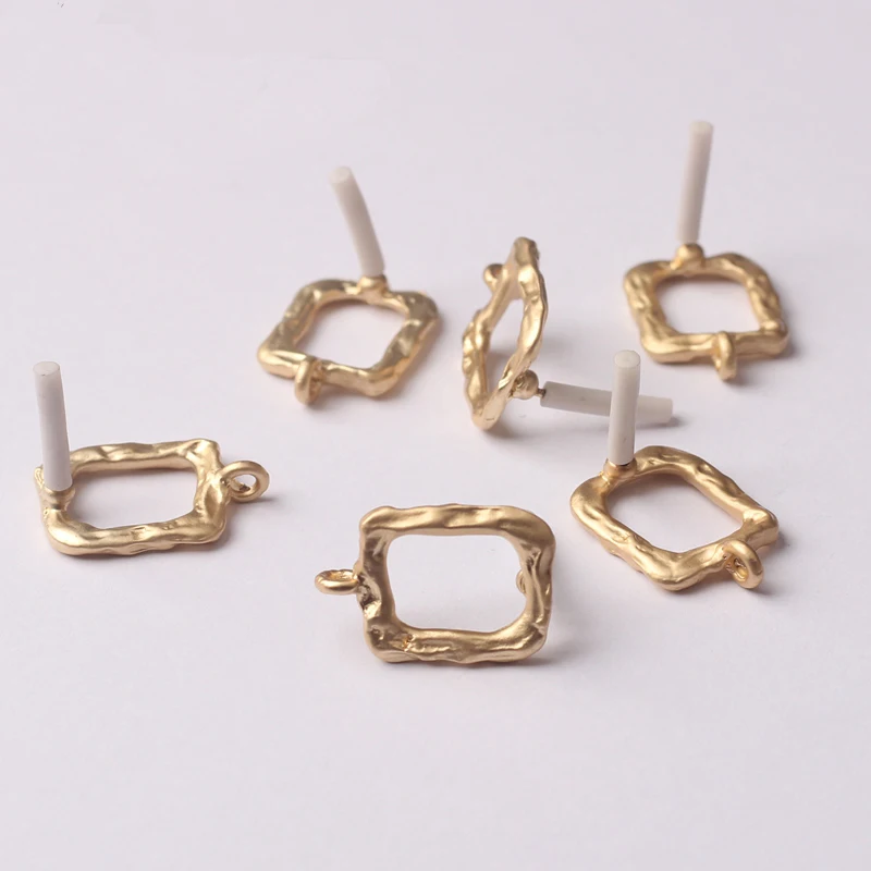

Zinc Alloy Metal Hollow Rectangle Earrings Base Connectors Linker 13*16mm 6pcs/lot For DIY Earrings Jewelry Accessories