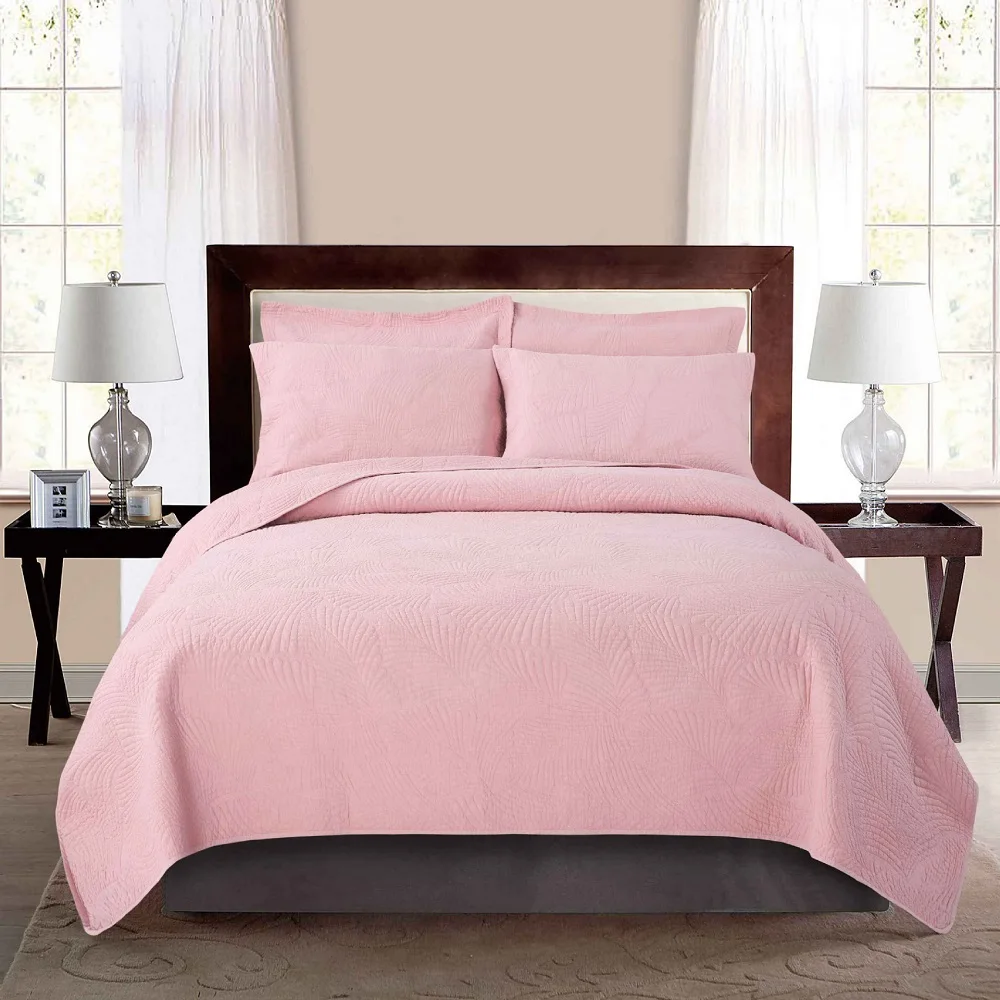 

Высококачественное розовое покрывало для кровати, 3 шт. в комплекте, одеяла для кровати, 2 Наволочки, мягкое Хлопковое одеяло, летнее покрыва...