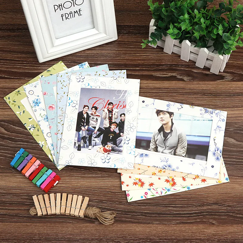 9 шт. бумажная фоторамка-конверт с зажимами и веревкой 2 м 7 дюймов настенный