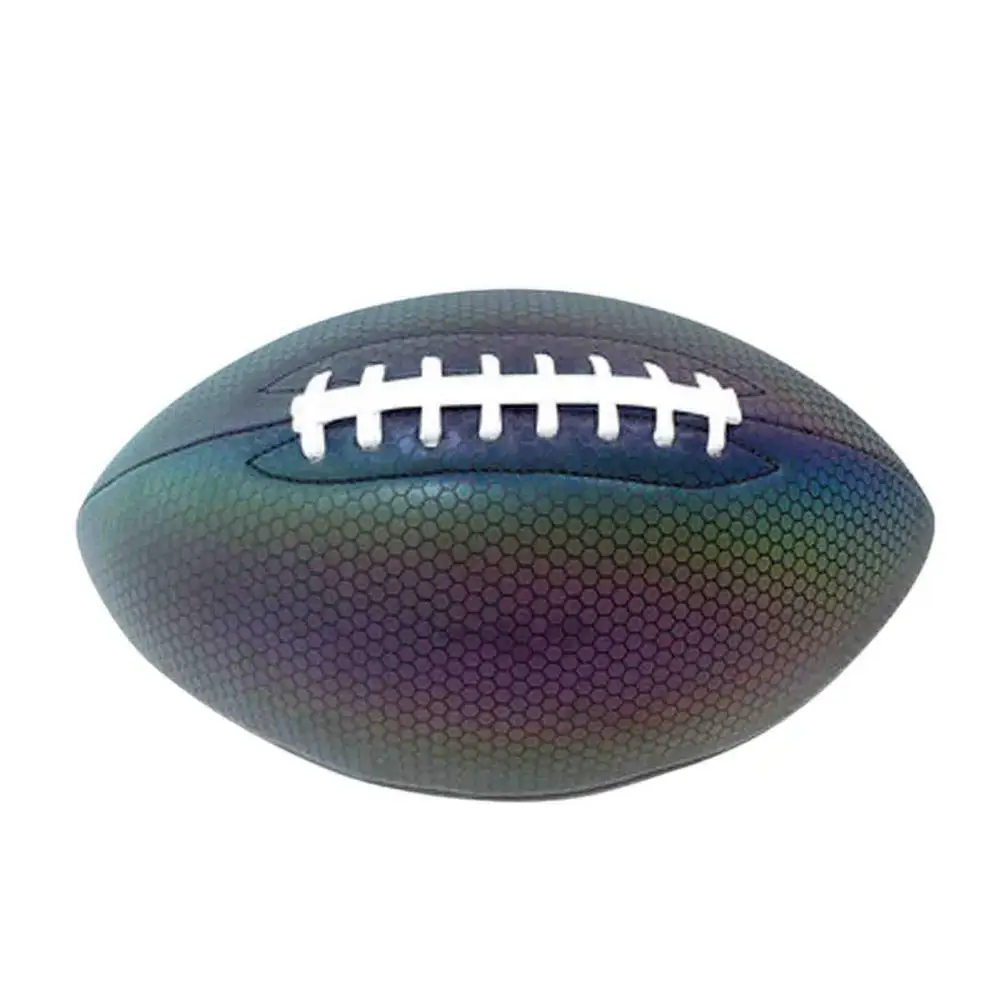 

Rugby Ball Holographic Reflective Football Leather Football Camera Flash Light Up Soccer For Night Training Glow In The Dark