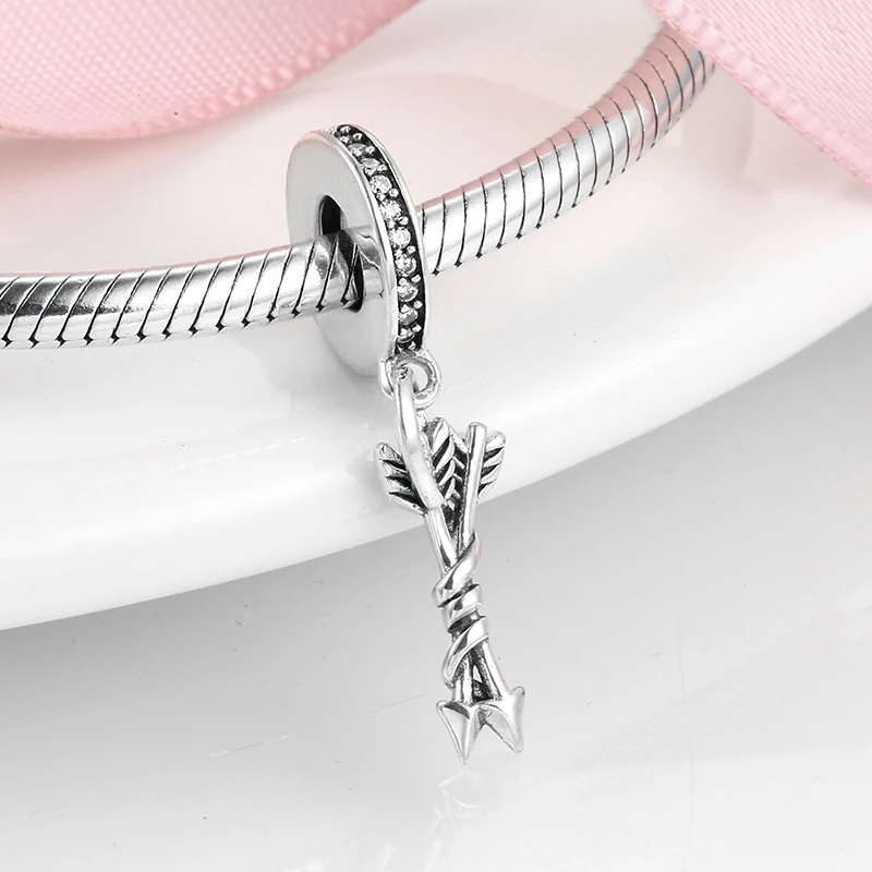 Valentine's Day Gift 925 Sterling Silver Cupid's arrow charms Bead pendants Jewelry making Fit Original Mikiwuu Charm Bracelet |
