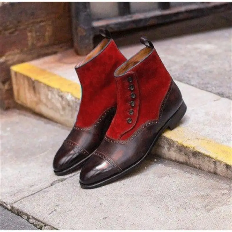 

Мужские классические замшевые ботинки, коричневые ботинки из искусственной замши на пуговицах, в британском стиле, ручная работа, KT082, 2021