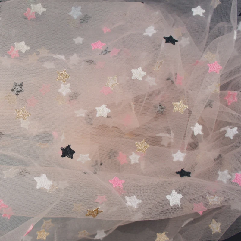 1/2 ярда вышитая сетчатая Тюлевая ткань с рисунком звезд для юбки пачки платья