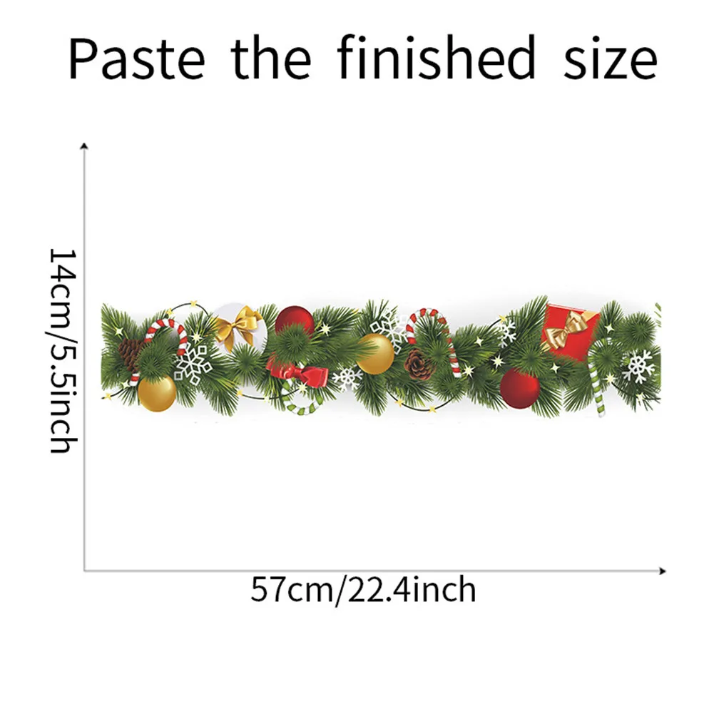 

Christmas Window Stickers Xmas Pine Branch Gift Colorful Ball Candy Removable Sticker Art Decals For Wall Sticker Kids Room