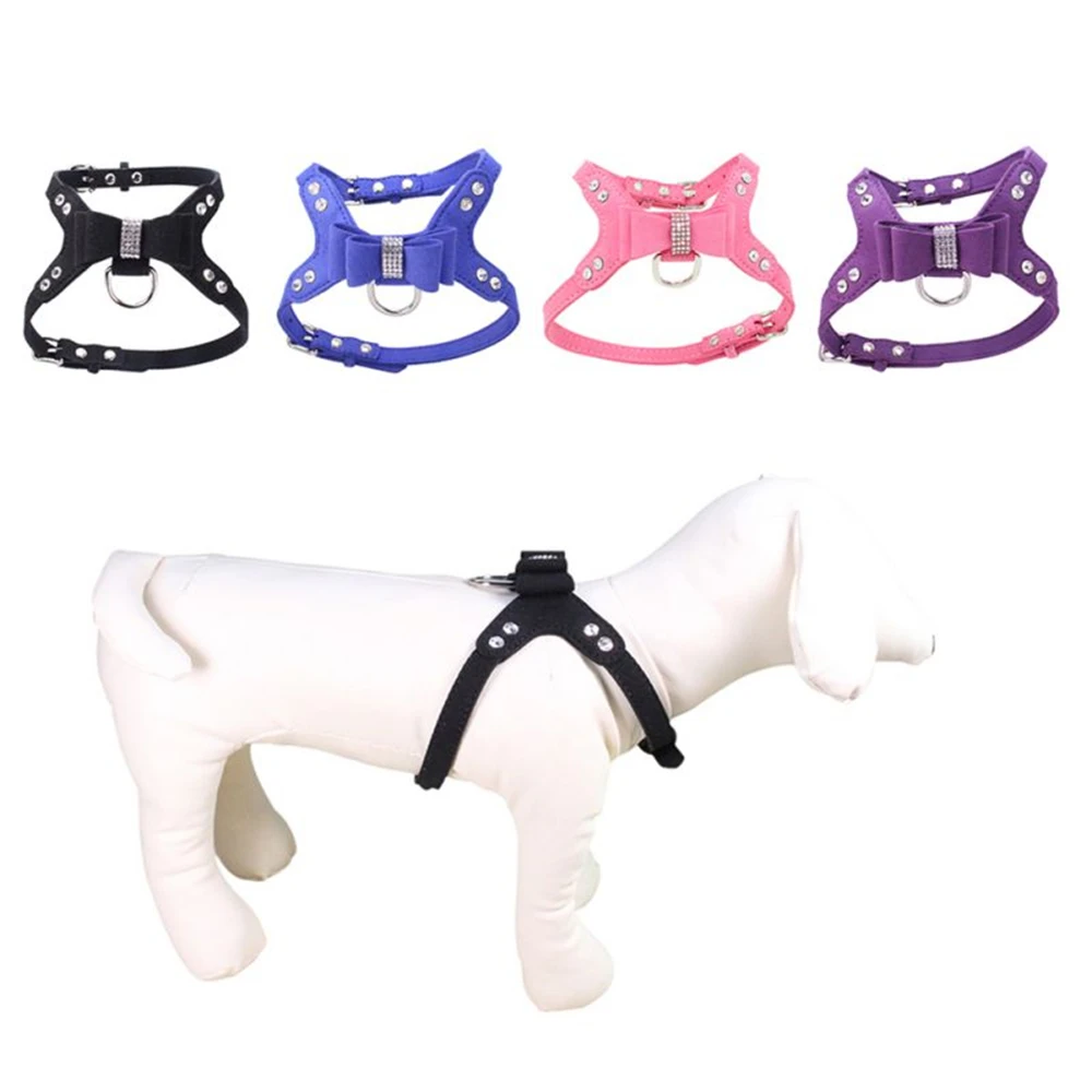 

Dog Harness Bling Rhinestone Pet Puppy Dog Harness Velvet & Leather Leash for Small Dog Puppy Cat Harness Leash Dog Accessories