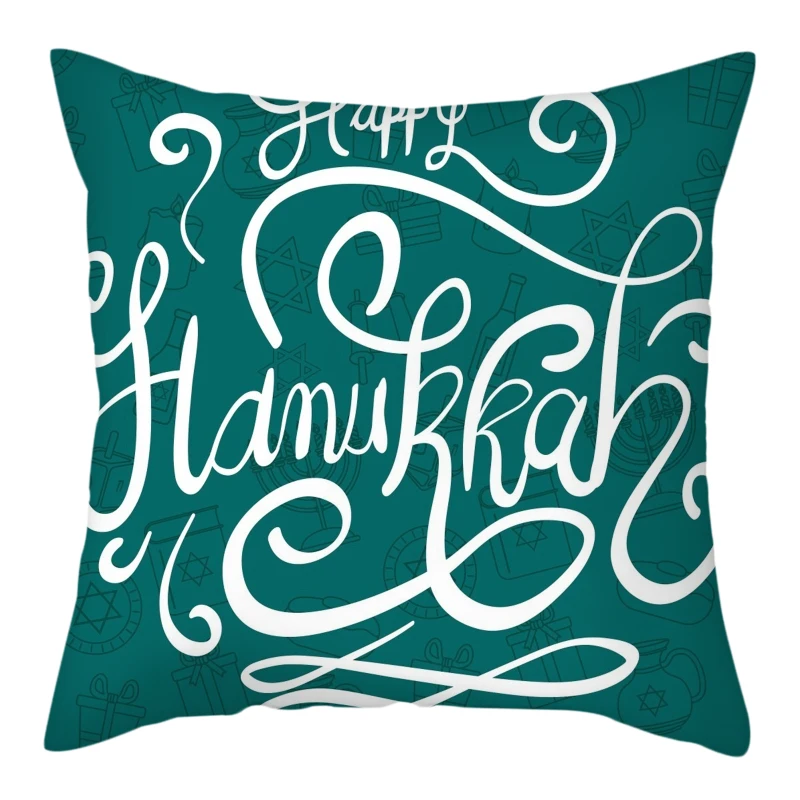 

45x45 Cushion Cover Hanukkah Festival Style Linen Cushion Covers Throw Pillow Cases for Sofa Bed Case Sofa Cases Home Decoration