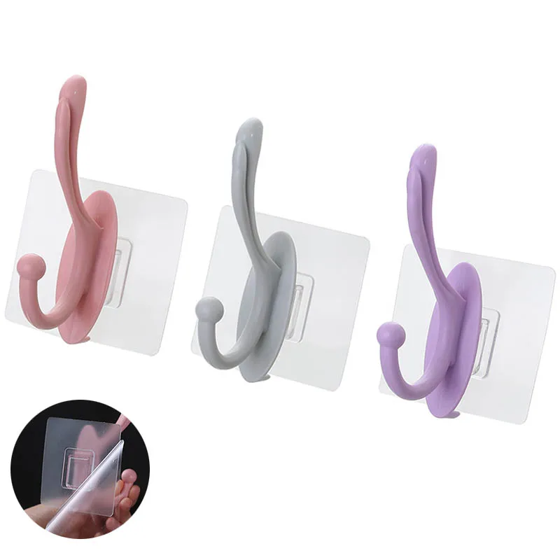 

Bathroom Strong Self-adhesive Hook Traceless Door Coat Clothes Hook Hat Racks Key Holder Wall Hook Home Decor Organizer Storage