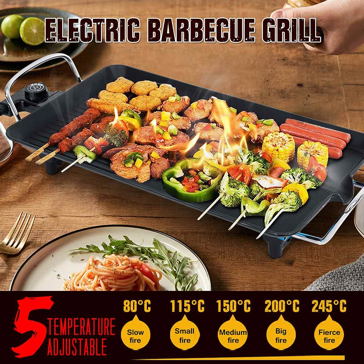 Электрический гриль для барбекю 2000 Вт настольный антипригарный Teppanyaki Горячая