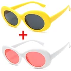 Очки солнцезащитные женские очки в стиле Курта Кобейна, овальные трендовые винтажные солнечные очки в стиле ретро, UV400, 2 шт.