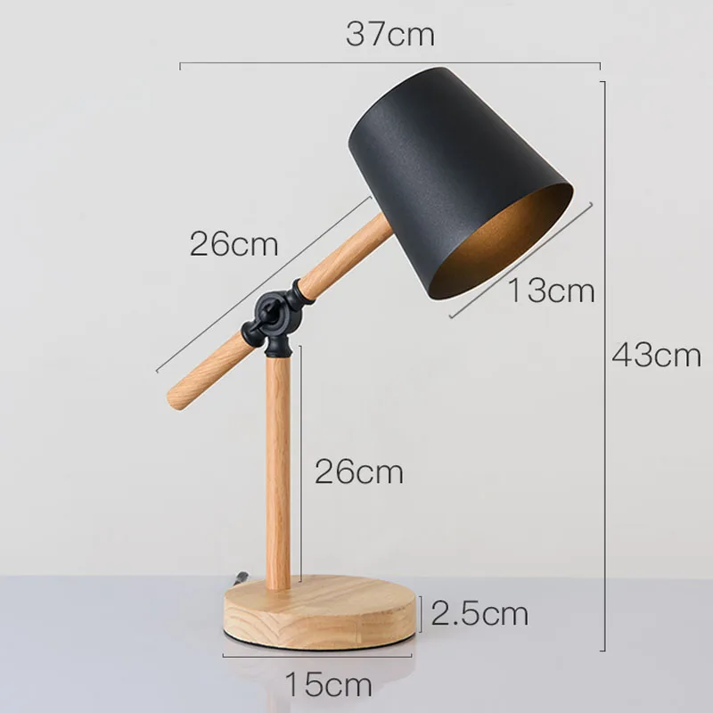 

Modern Wood Table Lamp Desk Lamp Bedside Lamp Reading Light Indoor Living Room Bedroom Light Push Button Switch E27Home Deco