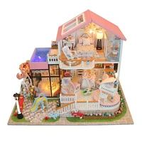 led light doll house miniature diy dollhouse handmad wooden furnitures pretend play house toy for children birthday gift