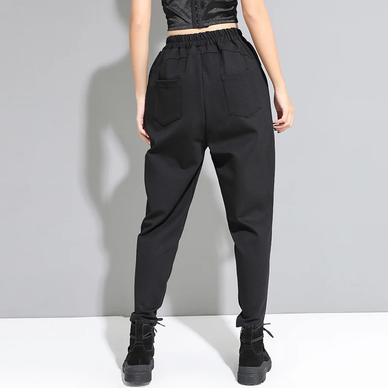 

2020 Autumn Winter Women Casual Harem Pants Elastic Waist Female Loose Pant Stretch Fashion Trousers Pockets Streetwear WP95