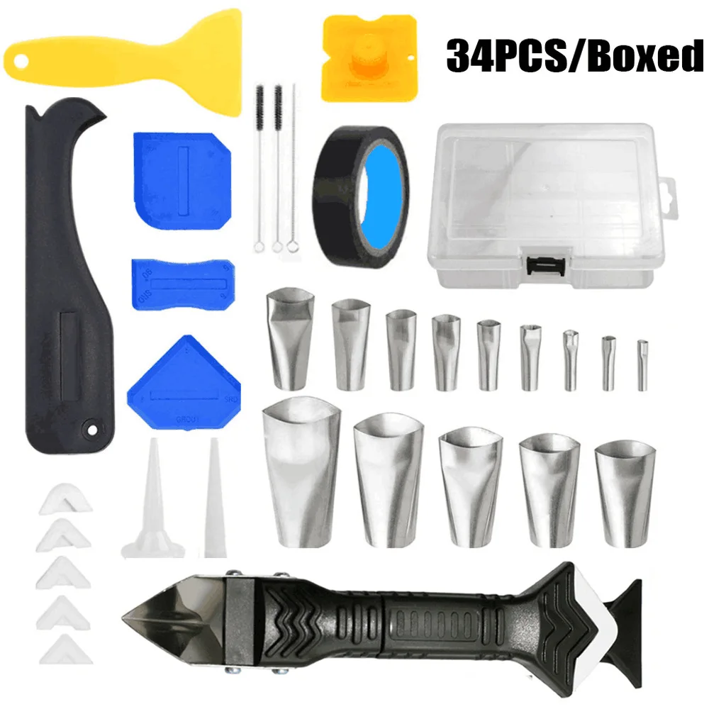 

Boxed 34-Piece Set Of Beauty Seam Multi-Function Tool 3 In 1 Metal Scraper Caulking Smearing Scraper Gap Sealant Treatment