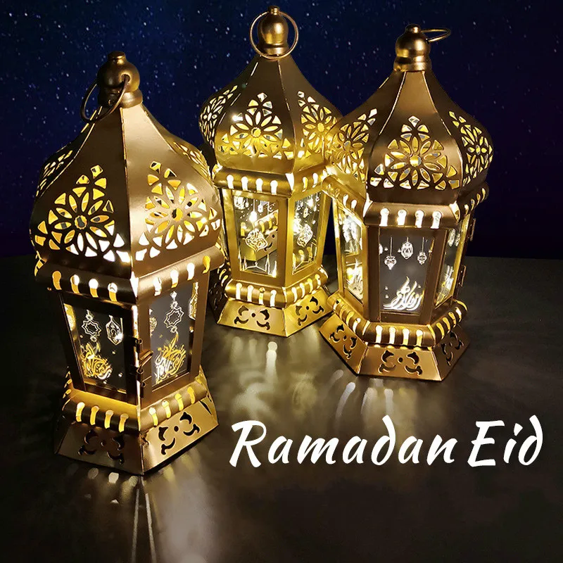 2020 New Eid Metal LED Lantern Ramadan Decoration Mubarak Islamic Muslim Lights Festival Party Decor Supplies | Дом и сад