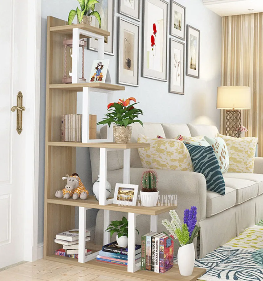 

100cm Step-shape Floor Bookshelf Modern Living Room Partition Decorative Display Shelf Wood Organize Storage Bookshelf M