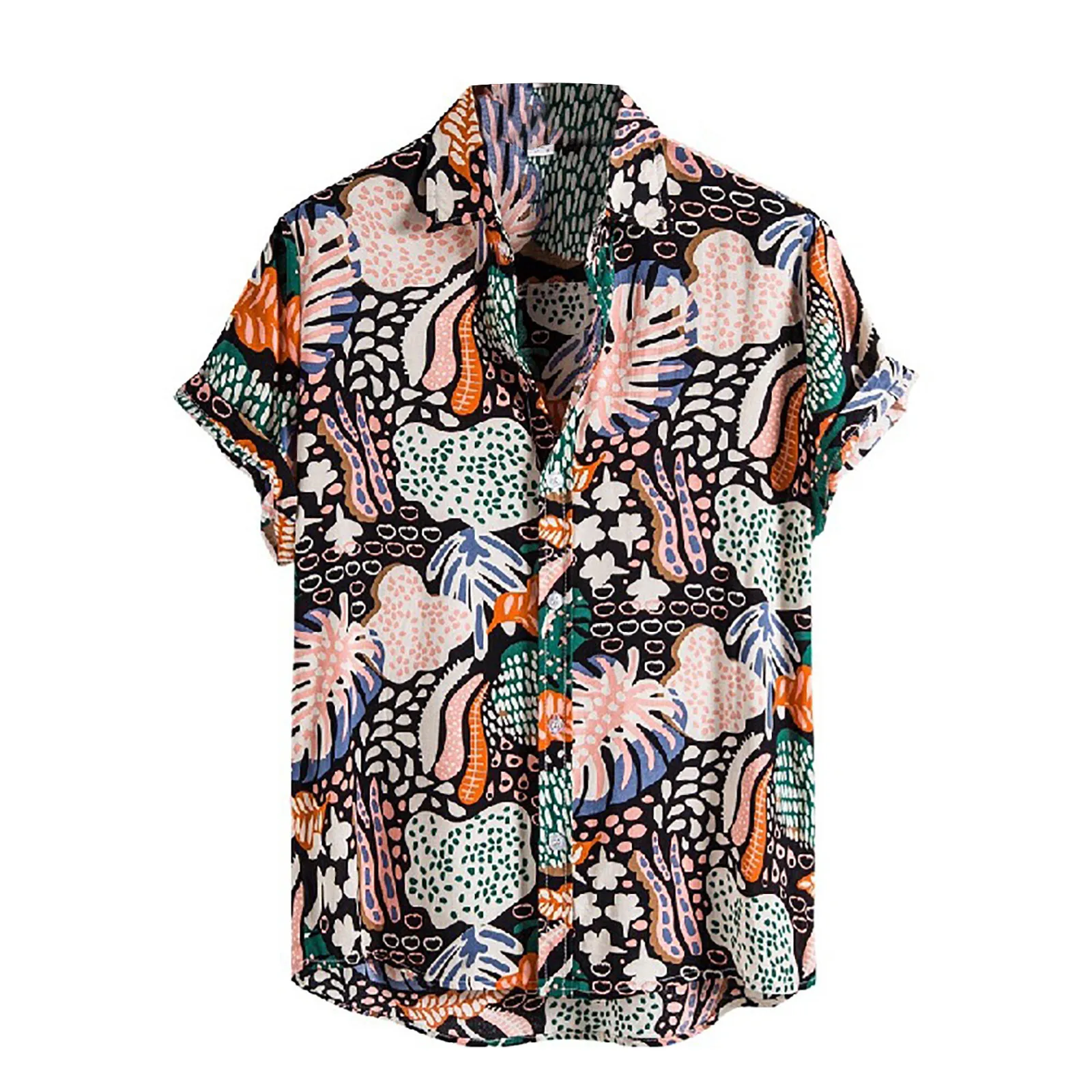 

2023 Summer Shirts For Men Cardigan Short Sleeve Clothes Hawaiian Beach Flower Shirt Turtleneck Dress Shirt camisas de hombre
